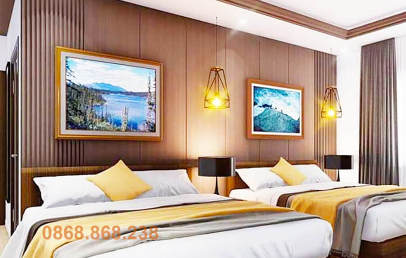 Mẫu nhựa ốp tường giả gỗ PVC cho phòng ngủ khách sạn đẹp