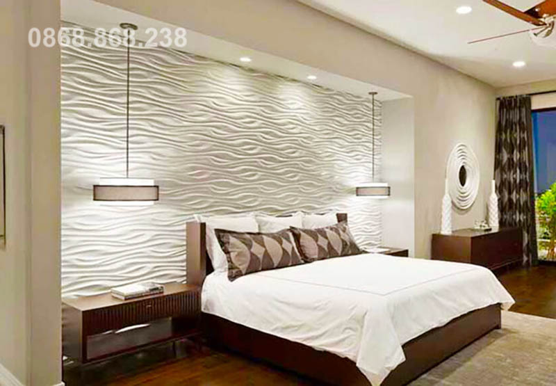 Mẫu nhựa ốp tường phòng ngủ đẹp dạng 3D dạng sóng
